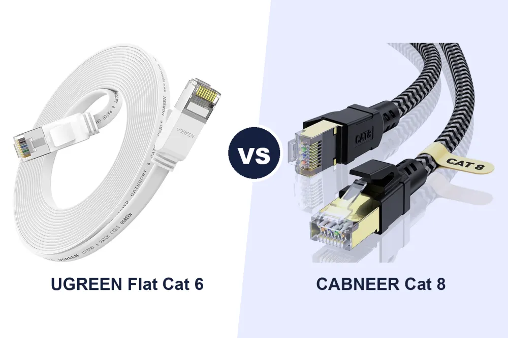 Best 10m Ethernet Cable: UGREEN Flat Cat 6 vs CABNEER Cat 8 Compared