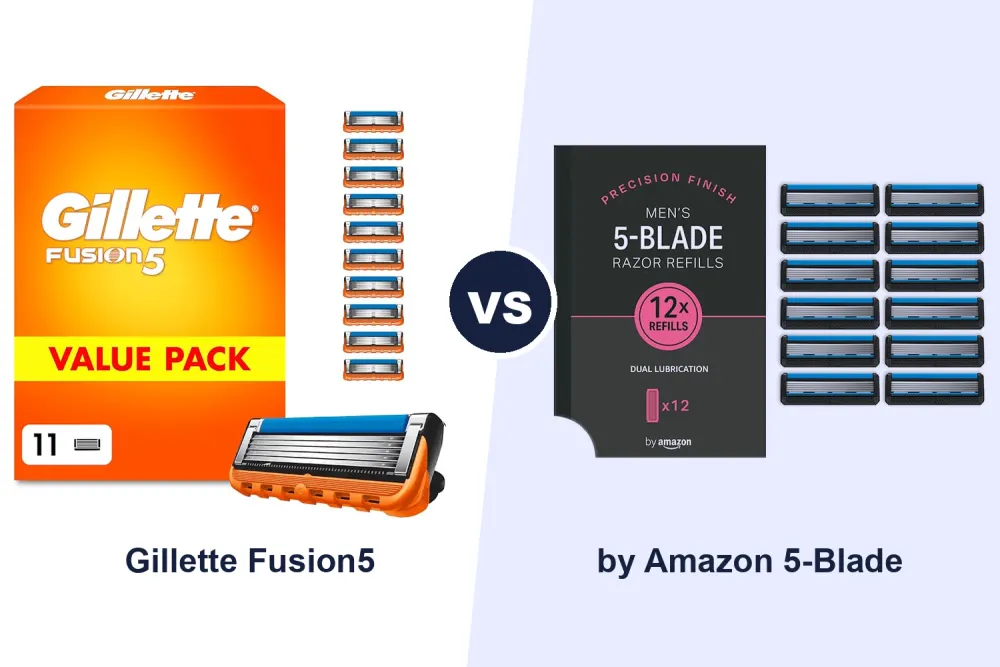Best Men's 5-Blade Razor Refills: Gillette Fusion5 vs by Amazon Compared