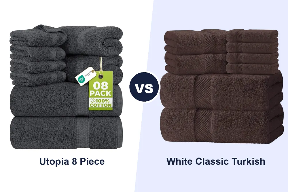 Best 8 Piece Towel Set: Utopia Towels vs White Classic Turkish Cotton Compared