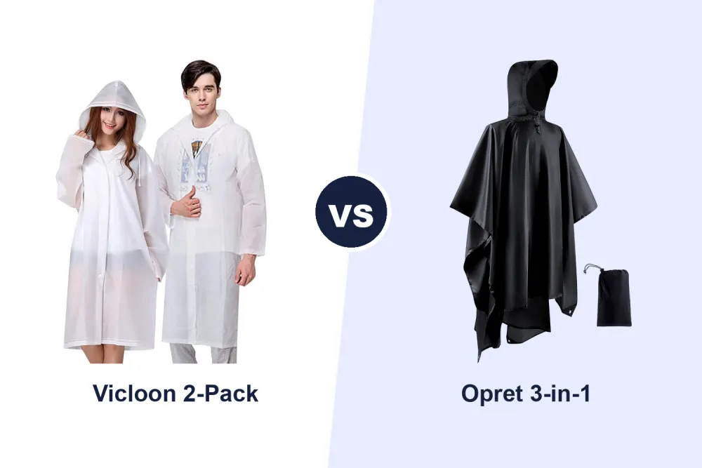 Best Rain Poncho: Vicloon 2-Pack Reusable vs Opret 3-in-1 Compared