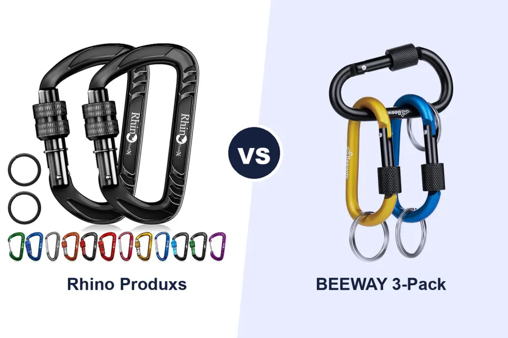 Best Carabiner Clips: Rhino Produxs 12kN vs BEEWAY 3-Pack Locking Compared