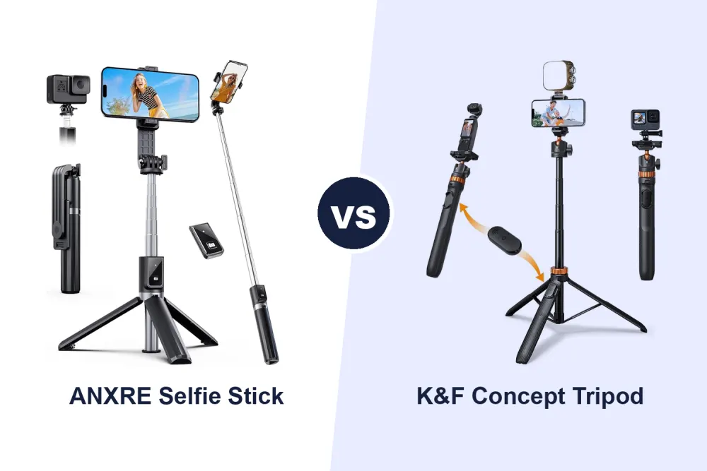 Best Selfie Stick Tripod: ANXRE Compact vs K&F Concept 62 Inch Compared