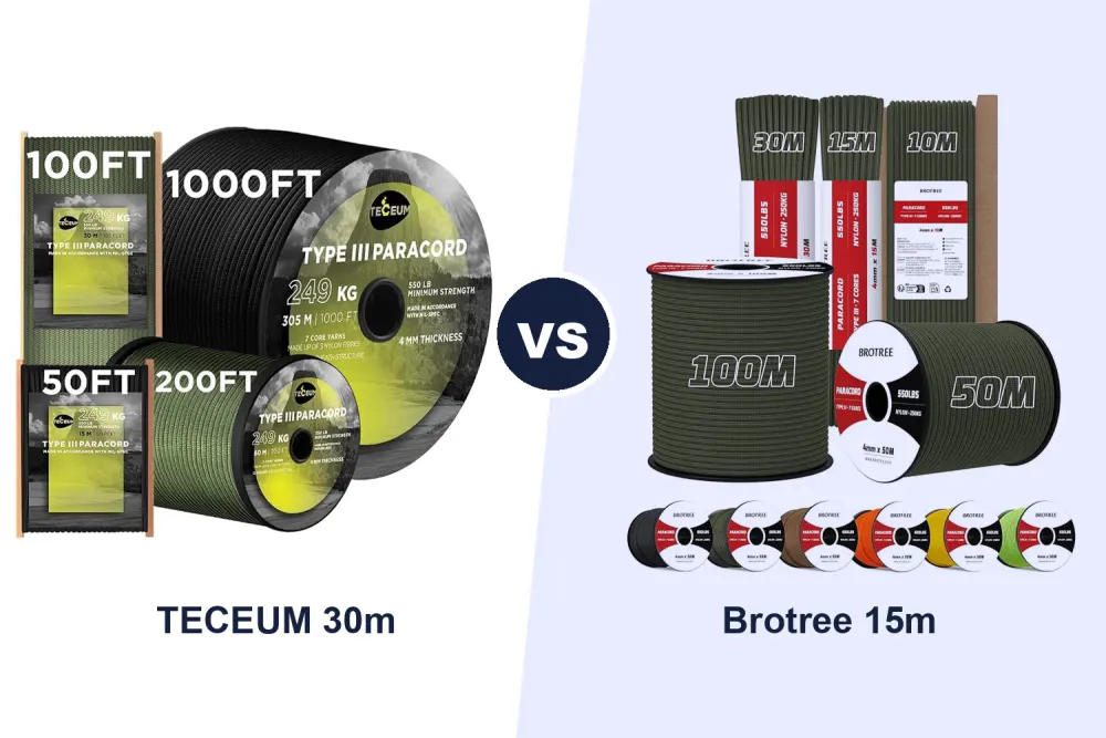 Best 550 Paracord: TECEUM 30m vs Brotree 15m Compared