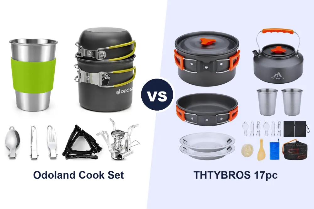 Best Camping Cookware Set: Odoland Kit with Stove vs THTYBROS 17 Piece Compared