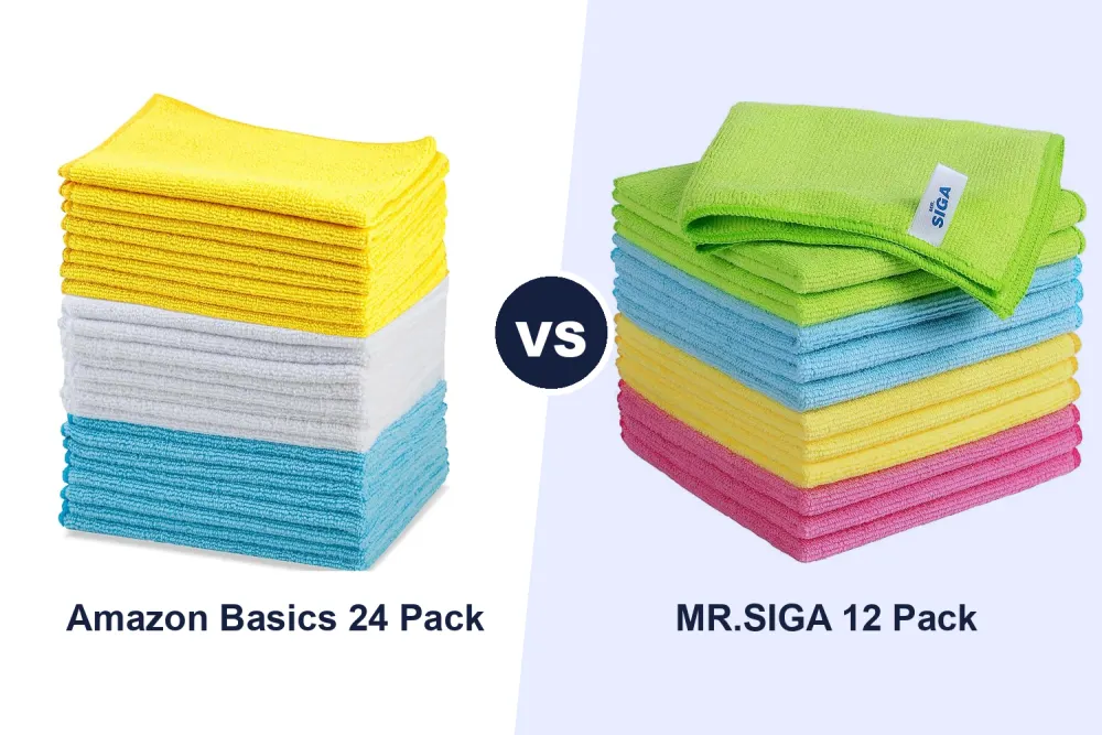Best Microfibre Cleaning Cloths: Amazon Basics 24 Pack vs MR.SIGA 12 Pack Compared