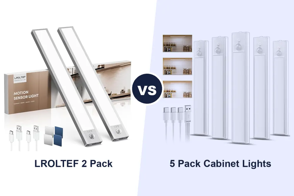 Best Motion Sensor Cabinet Lights: LROLTEF 2 Pack vs 5 Pack Rechargeable Compared