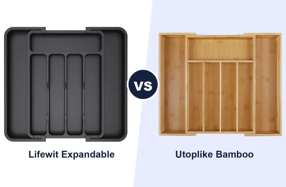 Best Expandable Cutlery Drawer Organiser: Lifewit Plastic vs Utoplike Bamboo Compared